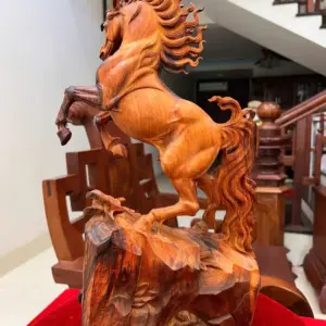 nhat-ma-phi-G5396-6 Tượng Nhất Mã Phi Thiên Gỗ Trắc Đỏ Đen Liền Khối Có Sơn G5396