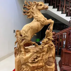 nhat-ma-phi-G5521-1 Tượng Nhất Mã Phi Thiên Gỗ Ngọc Am Liền Khối Chất Gỗ Già Nặng Thơm G5521