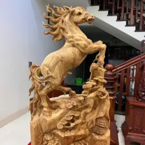 nhat-ma-phi-G5521-2 Tượng Nhất Mã Phi Thiên Gỗ Ngọc Am Liền Khối Chất Gỗ Già Nặng Thơm G5521