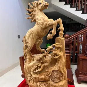 nhat-ma-phi-G5521-5 Tượng Nhất Mã Phi Thiên Gỗ Ngọc Am Liền Khối Chất Gỗ Già Nặng Thơm G5521