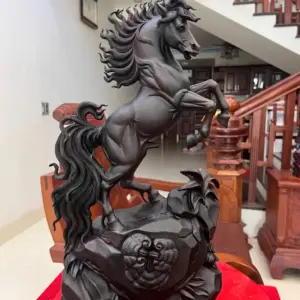 nhat-ma-phi-G5583-1 Tượng Nhất Mã Phi Thiên Gỗ Trắc Đen Liền Khối Hàng Kỹ Nét G5583