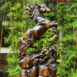 nhat-ma-phi-G5611-1 Tượng Nhất Mã Phi Thiên Gỗ Mun Hoa Hàng Kỹ Liền Khối G5611