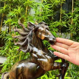 nhat-ma-phi-G5611-2 Tượng Nhất Mã Phi Thiên Gỗ Mun Hoa Hàng Kỹ Liền Khối G5611