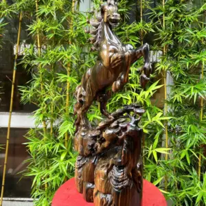 nhat-ma-phi-G5611-4 Tượng Nhất Mã Phi Thiên Gỗ Mun Hoa Hàng Kỹ Liền Khối G5611