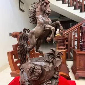 nhat-ma-phi-G5779-3 Tượng Nhất Mã Phi Thiên Gỗ Trắc Đen Liền Khối Có Sơn G5779