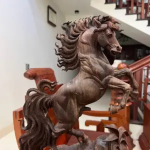 nhat-ma-phi-G5779-7 Tượng Nhất Mã Phi Thiên Gỗ Trắc Đen Liền Khối Có Sơn G5779