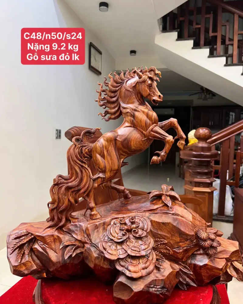 nhat-ma-phi-G5963-1 Tượng Nhất Mã Phi Thiên Gỗ Sưa Đỏ Hàng Kỹ Nét Bệ Đế To Đẹp G5963