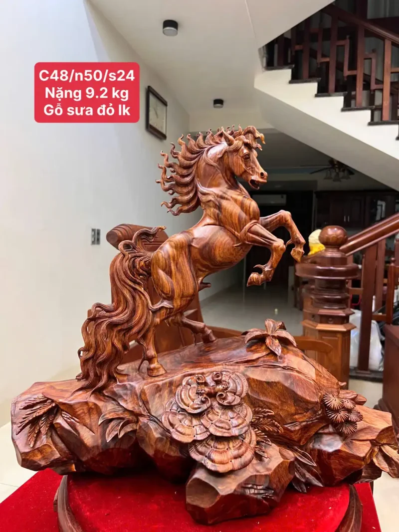nhat-ma-phi-G5963-1 Tượng Nhất Mã Phi Thiên Gỗ Sưa Đỏ Hàng Kỹ Nét Bệ Đế To Đẹp G5963