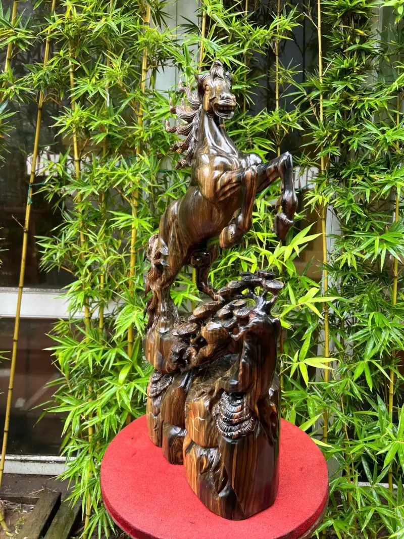nhat-ma-phi-G6131-4 Tượng Nhất Mã Phi Thiên Gỗ Mun Hoa Hàng Kỹ To Liền Khối G6131