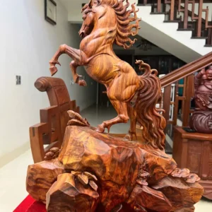 nhat-ma-phi-G6412-8 Tượng Nhất Mã Phi Thiên Hàng To Gỗ Sưa Bắc Vân Nhiều Tím Lịm Hàng Nghệ Nhân Chế Tác G6412