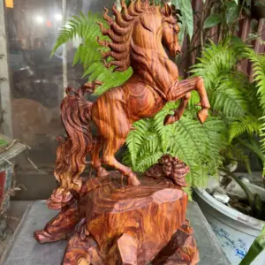 nhat-ma-phi-thien-go-sua-bac-G5612-7 Tượng Nhất Mã Phi Thiên Gỗ Sưa Bắc Đỏ Hàng Kỹ Vip Liền Khối G5612