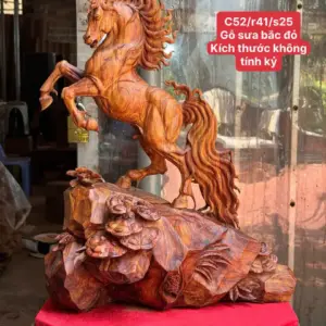 nhat-ma-phi-thien-go-sua-bac-G5613-1 Tượng Nhất Mã Phi Thiên Gỗ Sưa Bắc Đỏ To Vip Hàng Kỹ Nét Liền Khối G5613