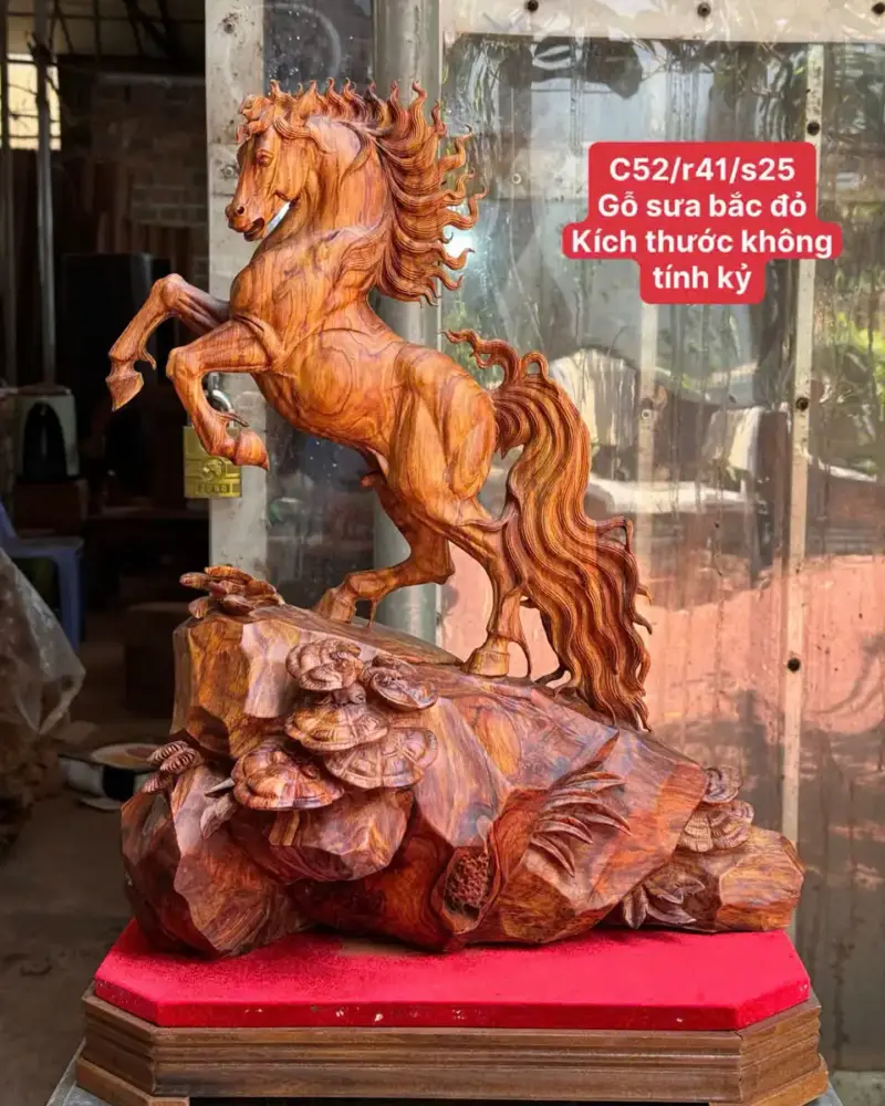 nhat-ma-phi-thien-go-sua-bac-G5613-1 Tượng Nhất Mã Phi Thiên Gỗ Sưa Bắc Đỏ To Vip Hàng Kỹ Nét Liền Khối G5613