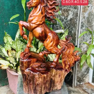 nhat-ma-thong-G5704-1 Tượng Nhất Mã Thong Dong Gỗ Cẩm Chỉ Vân Víp Hàng Kỹ Nét Liền Khối G5704