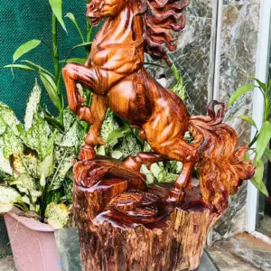 nhat-ma-thong-G5704-2 Tượng Nhất Mã Thong Dong Gỗ Cẩm Chỉ Vân Víp Hàng Kỹ Nét Liền Khối G5704