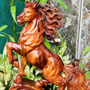 nhat-ma-thong-G5704-3 Tượng Nhất Mã Thong Dong Gỗ Cẩm Chỉ Vân Víp Hàng Kỹ Nét Liền Khối G5704