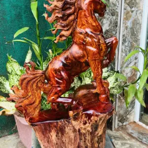 nhat-ma-thong-G5704-5 Tượng Nhất Mã Thong Dong Gỗ Cẩm Chỉ Vân Víp Hàng Kỹ Nét Liền Khối G5704