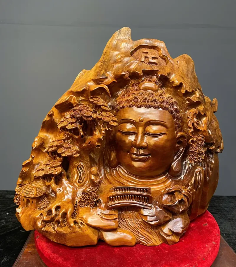 nhat-tam-bai-phat-go-ngoc-am-G5837-1 Tượng Nhất Tâm Bái Phật Gỗ Ngọc Am Liền Khối G5837