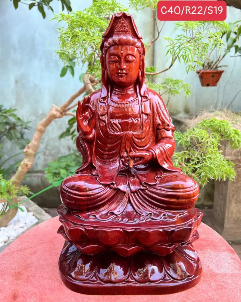 phat-ba-ngoi-G6292-1 Tượng Phật Bà Ngồi Đài Sen Gỗ Hương Ta Liền Khối G6292