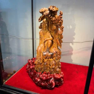 phat-quan-am-go-hoang-an-G5888-2 Tượng Phật Quan Âm Gỗ Hoàng Đàn Tuyết Lạng Sơn Hàng Siêu Kỹ Nét Đã Lên Tuyết Đậm Dầu G5888