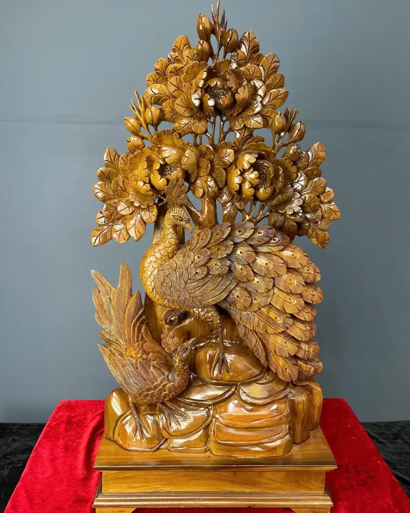 phu-the-vien-man-go-bach-xanh-G5472-1 Tượng Phu Thê Viên Mãn Gỗ Bách Xanh Liền Khối G5472