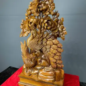 phu-the-vien-man-go-bach-xanh-G5472-2 Tượng Phu Thê Viên Mãn Gỗ Bách Xanh Liền Khối G5472