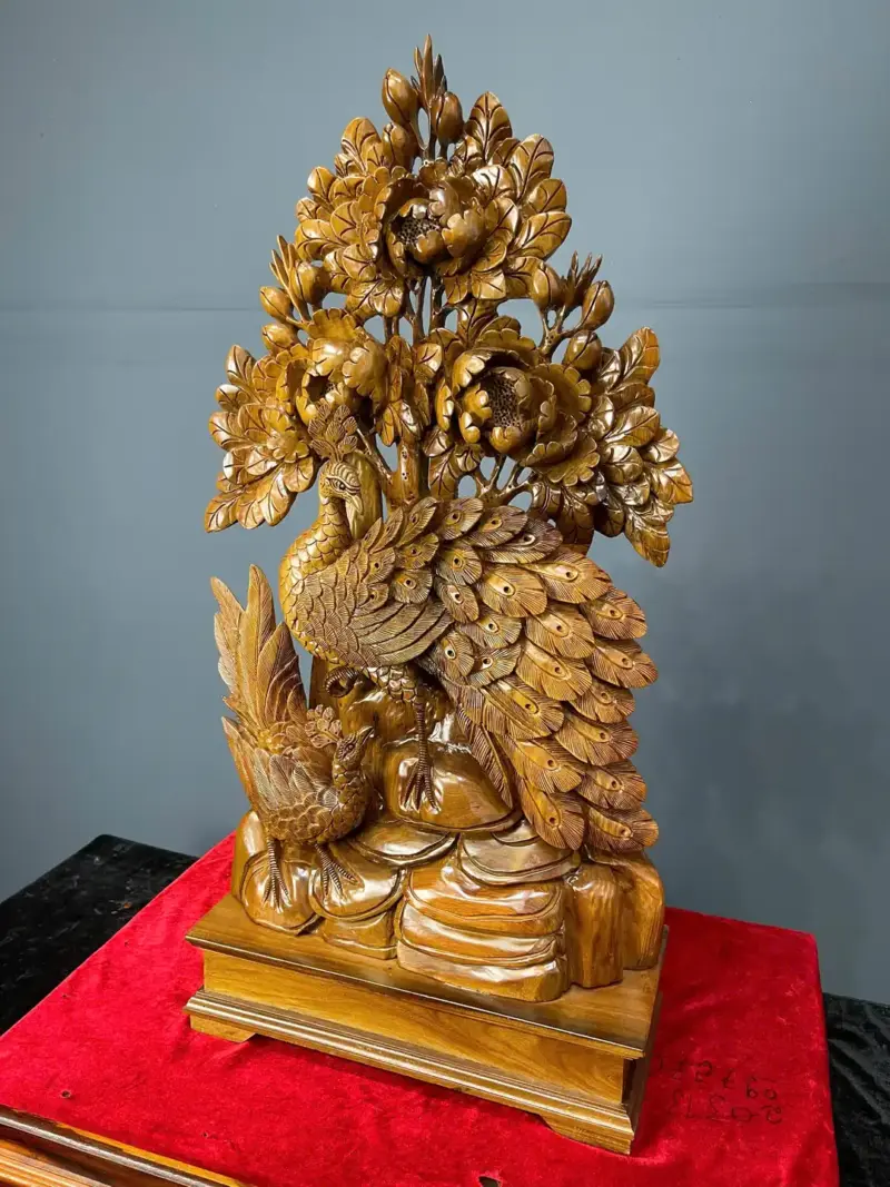 phu-the-vien-man-go-bach-xanh-G5472-2 Tượng Phu Thê Viên Mãn Gỗ Bách Xanh Liền Khối G5472