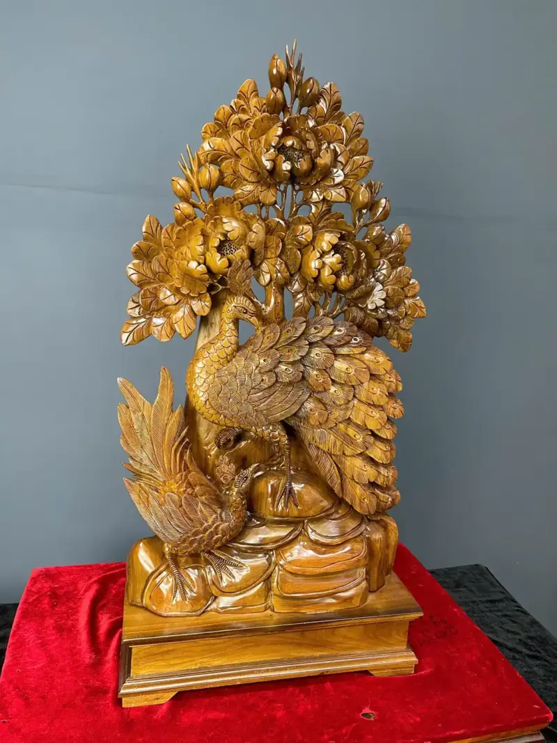 phu-the-vien-man-go-bach-xanh-G5472-3 Tượng Phu Thê Viên Mãn Gỗ Bách Xanh Liền Khối G5472