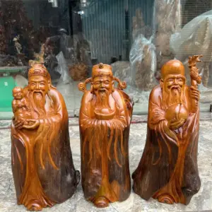 phuc-loc-tho-G5808-3 Tượng Phúc Lộc Thọ Gỗ Lũa Bách Xanh Thơm Ngát Lũa Tự Nhiên Liền Khối G5808