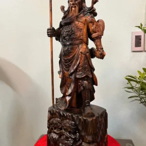 quan-cong-chan-ai-go-mun-hoalk-G6334-4 Tượng Quan Công Chấn Ải Gỗ Mun Hoa Liền Khối G6334