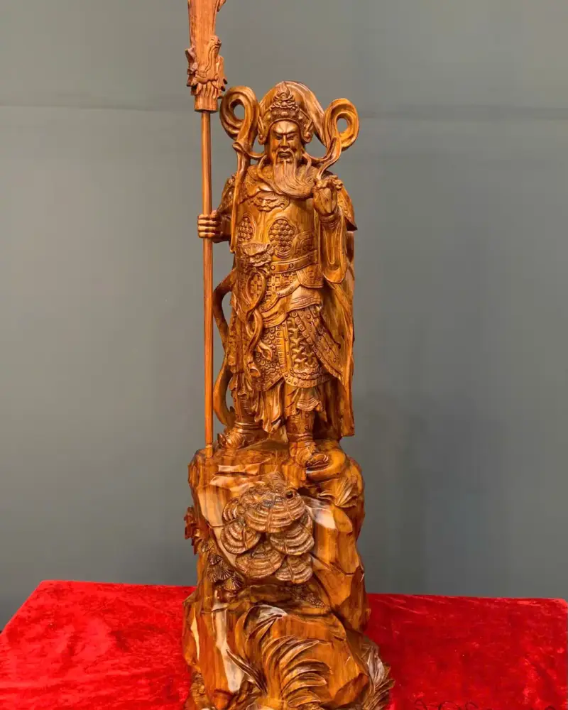 quan-cong-chan-ai-go-sua-cao-G5434-1 Tượng Quan Công Chấn Ải Gỗ Sưa Liền Khối G5434