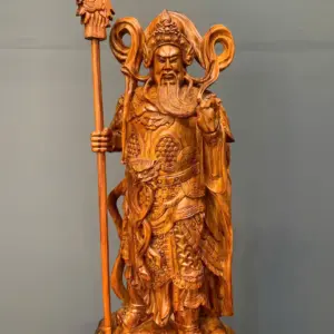 quan-cong-chan-ai-go-sua-cao-G5434-2 Tượng Quan Công Chấn Ải Gỗ Sưa Liền Khối G5434