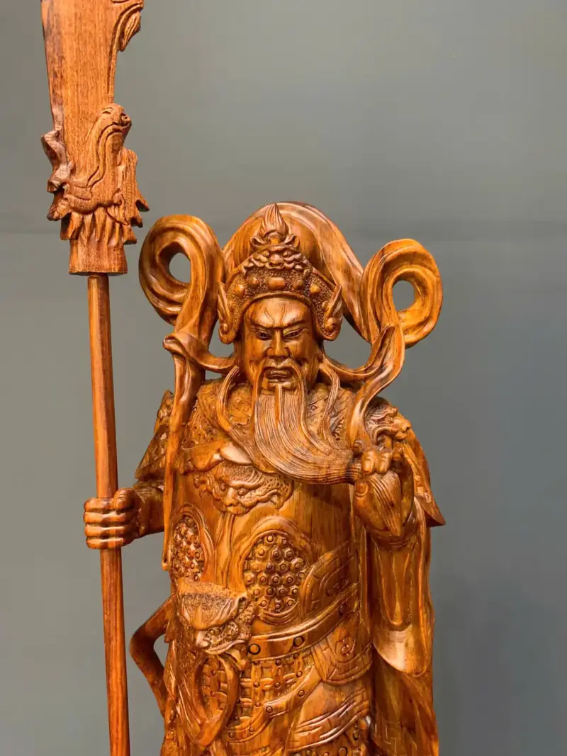 quan-cong-chan-ai-go-sua-cao-G5434-3 Tượng Quan Công Chấn Ải Gỗ Sưa Liền Khối G5434