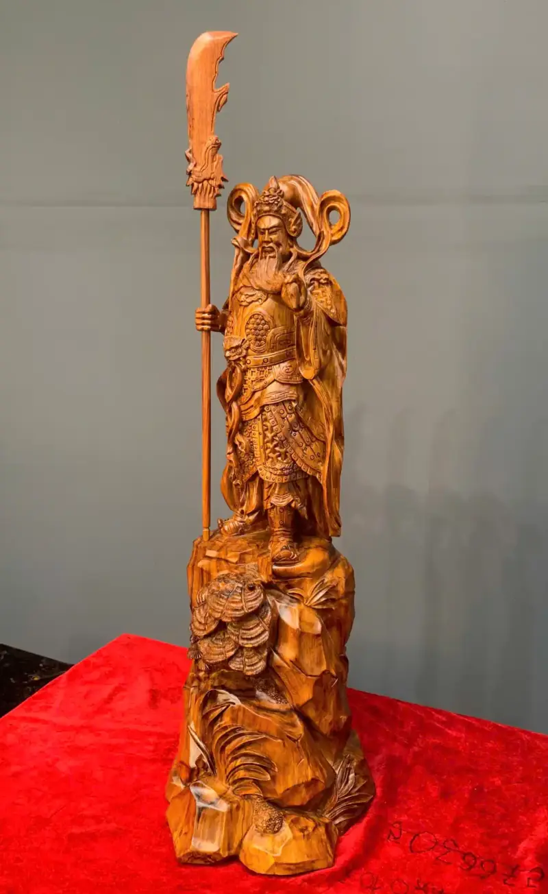 quan-cong-chan-ai-go-sua-cao-G5434-4 Tượng Quan Công Chấn Ải Gỗ Sưa Liền Khối G5434