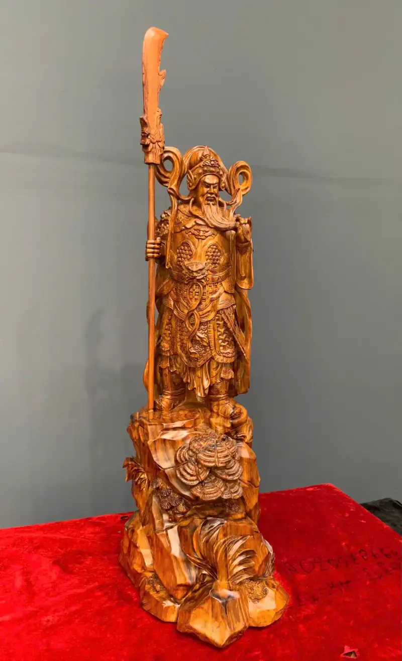 quan-cong-chan-ai-go-sua-cao-G5434-5 Tượng Quan Công Chấn Ải Gỗ Sưa Liền Khối G5434