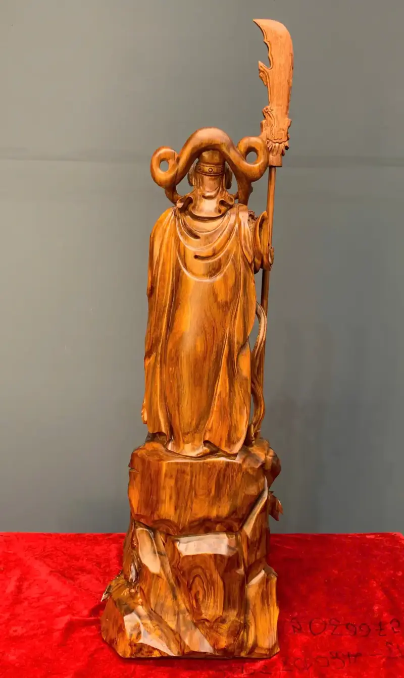 quan-cong-chan-ai-go-sua-cao-G5434-6 Tượng Quan Công Chấn Ải Gỗ Sưa Liền Khối G5434