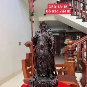 quan-cong-go-G5889-1 Tượng Quan Công Gỗ Trắc Việt Liền Khối G5889
