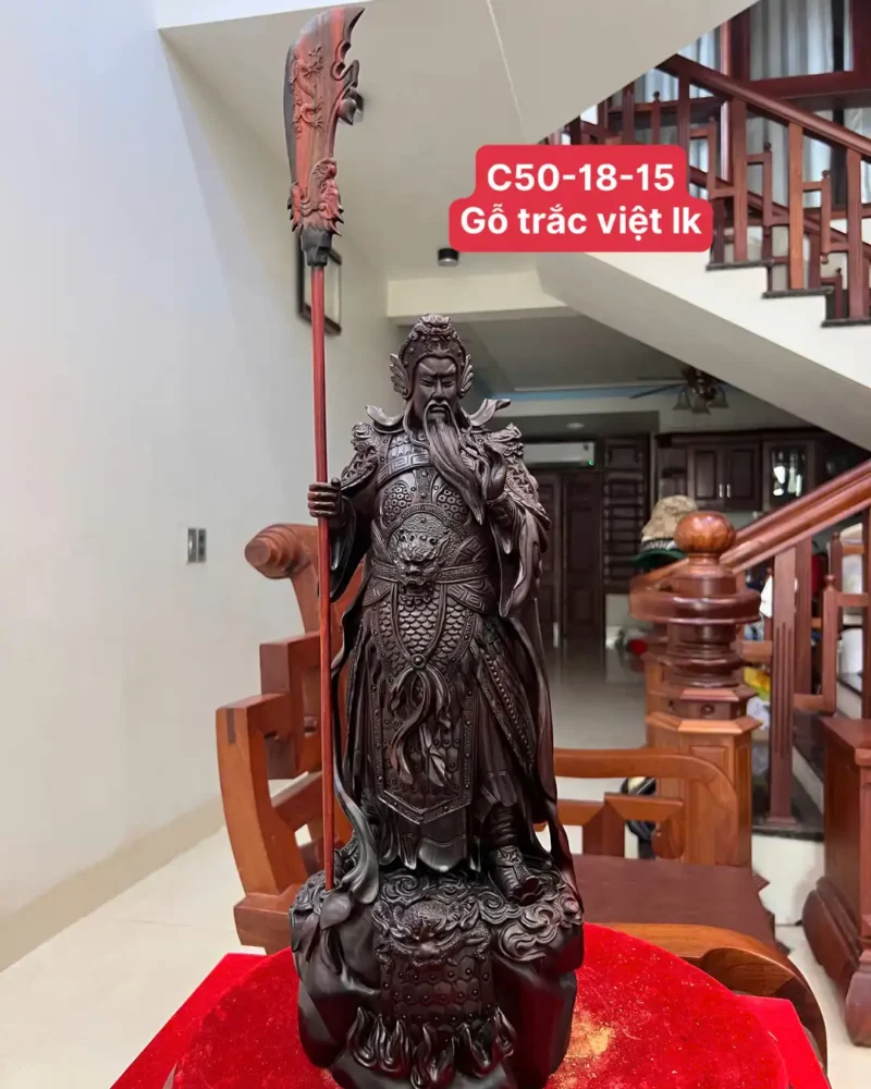 quan-cong-go-G5889-1 Tượng Quan Công Gỗ Trắc Việt Liền Khối G5889