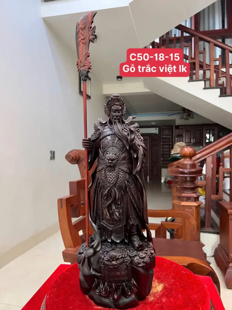 quan-cong-go-G5889-1 Tượng Quan Công Gỗ Trắc Việt Liền Khối G5889