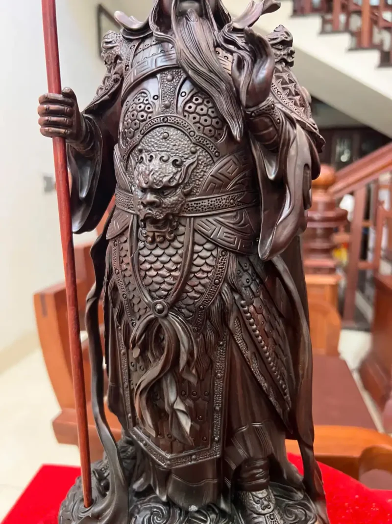 quan-cong-go-G5889-6 Tượng Quan Công Gỗ Trắc Việt Liền Khối G5889