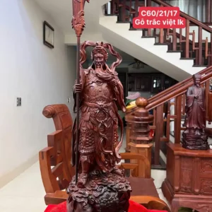 quan-cong-go-G5964-1 Tượng Quan Công Gỗ Trắc Liền Khối G5964