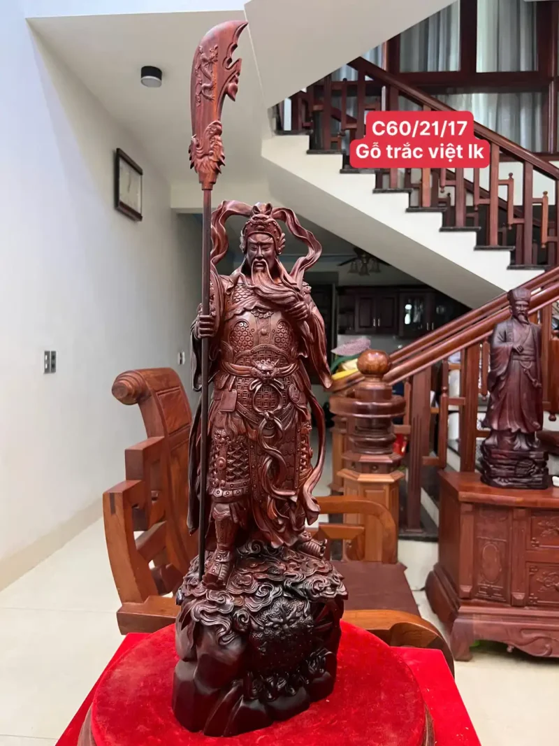 quan-cong-go-G5964-1 Tượng Quan Công Gỗ Trắc Liền Khối G5964
