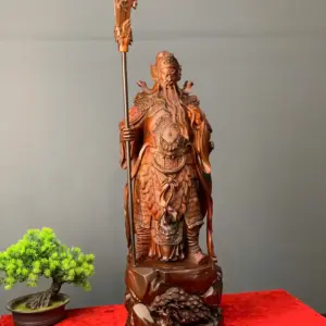 quan-cong-go-trac-o-G5435-3 Tượng Quan Công Gỗ Trắc Đỏ Đen Liền Khối G5435