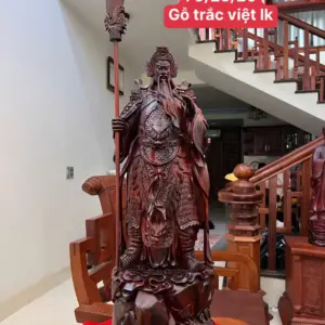 Tượng Quan Công Gỗ Trắc Việt Liền Khối Hàng Kỹ Đục Sắc Nét G5022
