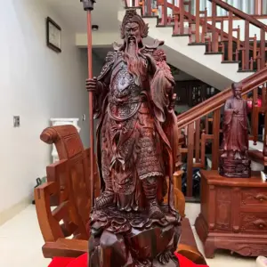 Tượng Quan Công Gỗ Trắc Việt Liền Khối Hàng Kỹ Đục Sắc Nét G5022