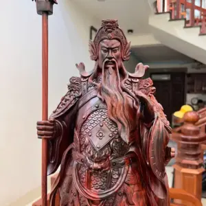Tượng Quan Công Gỗ Trắc Việt Liền Khối Hàng Kỹ Đục Sắc Nét G5022