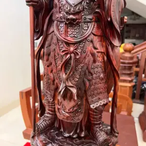 Tượng Quan Công Gỗ Trắc Việt Liền Khối Gỗ Đẹp Hàng Kỹ Đục Sắc Nét G5137
