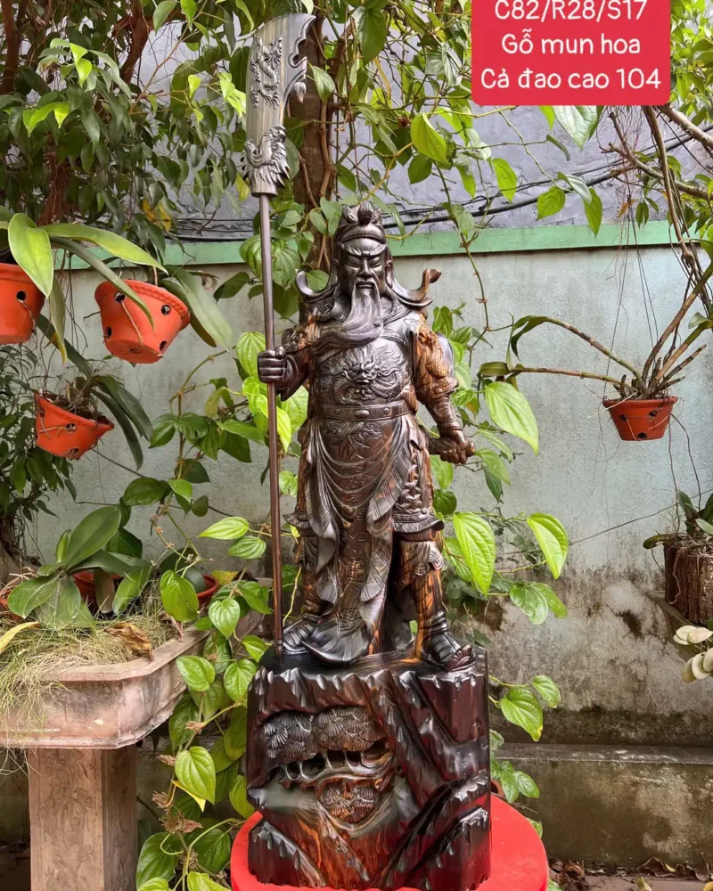 quan-cong-tran-G6230-1 Tượng Quan Công Trấn Ải Gỗ Mun Hoa Liền Khối G6230