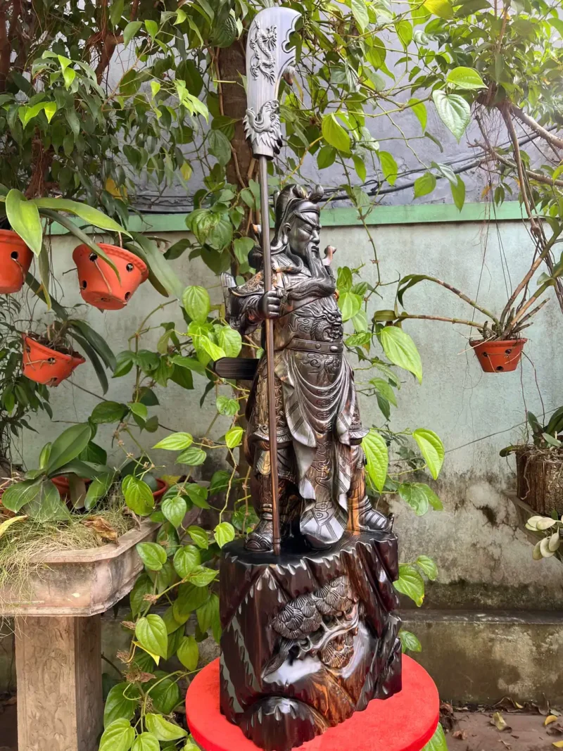 quan-cong-tran-G6230-6 Tượng Quan Công Trấn Ải Gỗ Mun Hoa Liền Khối G6230