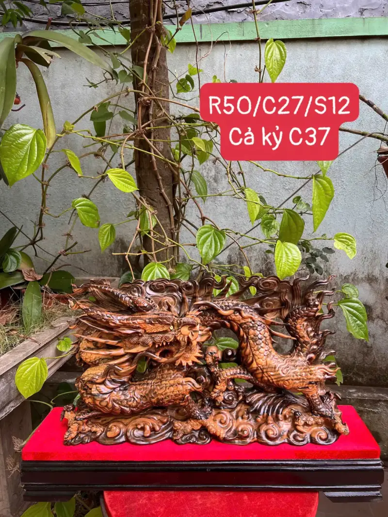 rong-e-ban-G5347-1 Tượng Rồng Để Bàn Hàng Đẹp Gỗ Mun Hoa Liền Khối G5347